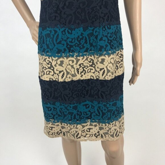 Ann Taylor Colorblock Lace Striped Sheath Shift Mi - Picture 3 of 7